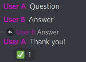 A thank phrase as an answer to a message